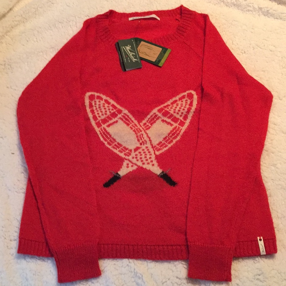 Woolrich Wool Motif Red Sweater with Snowshoe Design